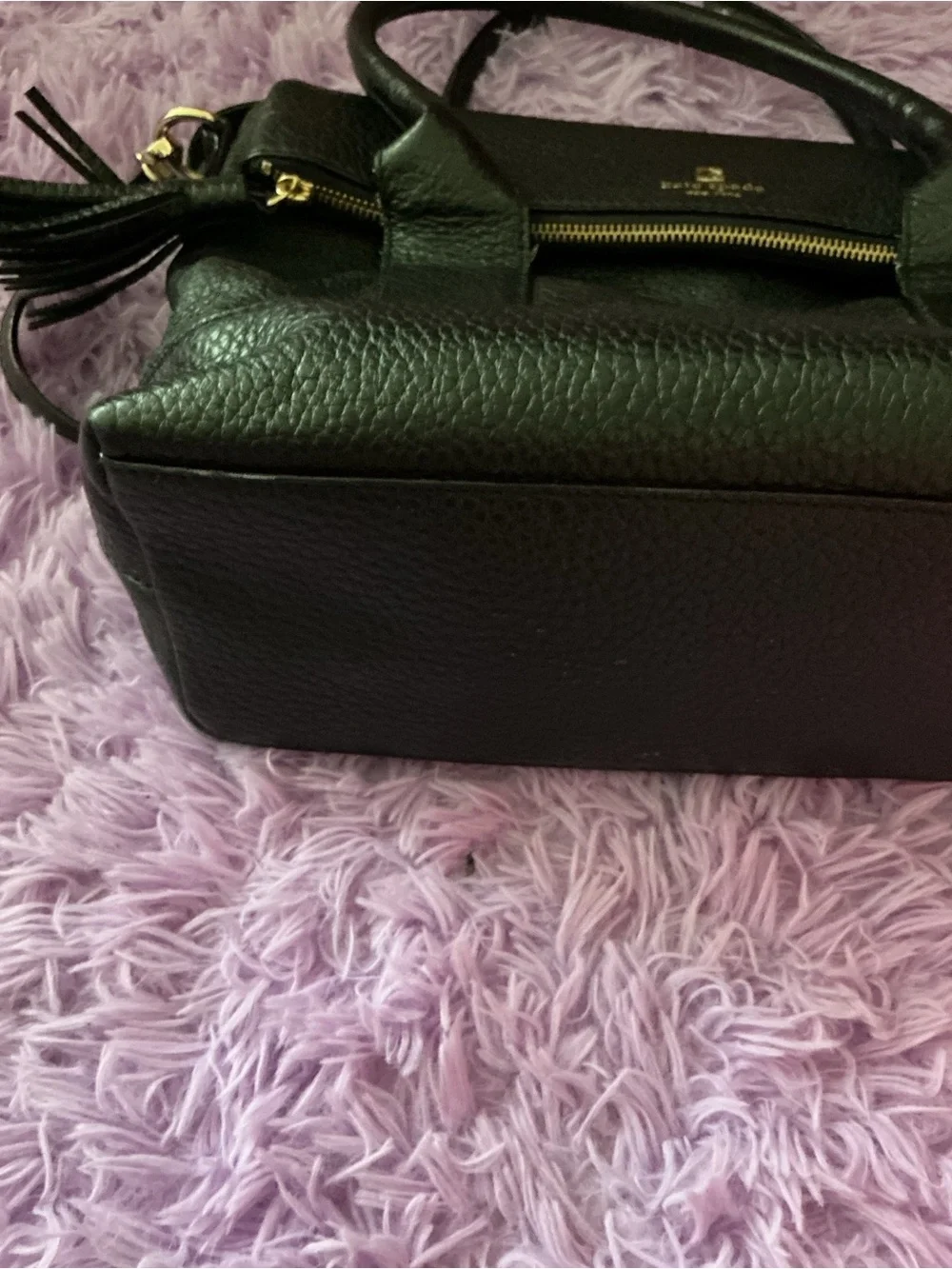 kate spade Black Pebbled Leather Satchel with Removable Strap